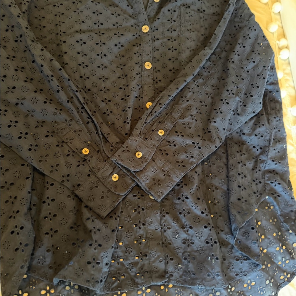 Maurices Dark Blue Eyelet Top